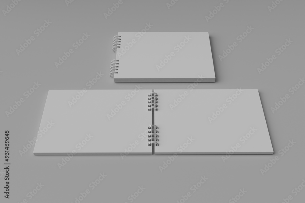 Binder book set, blank pages for writing notes. Opened notebook. Book of plain paper or paper with lines, realistic 3d for mock up Binder book set, blank pages for writing notes. Opened notebook. Book of plain paper or paper with lines, realistic 3d for mock up