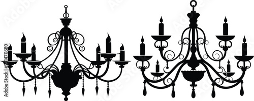 chandelier silhouette vector illustration 