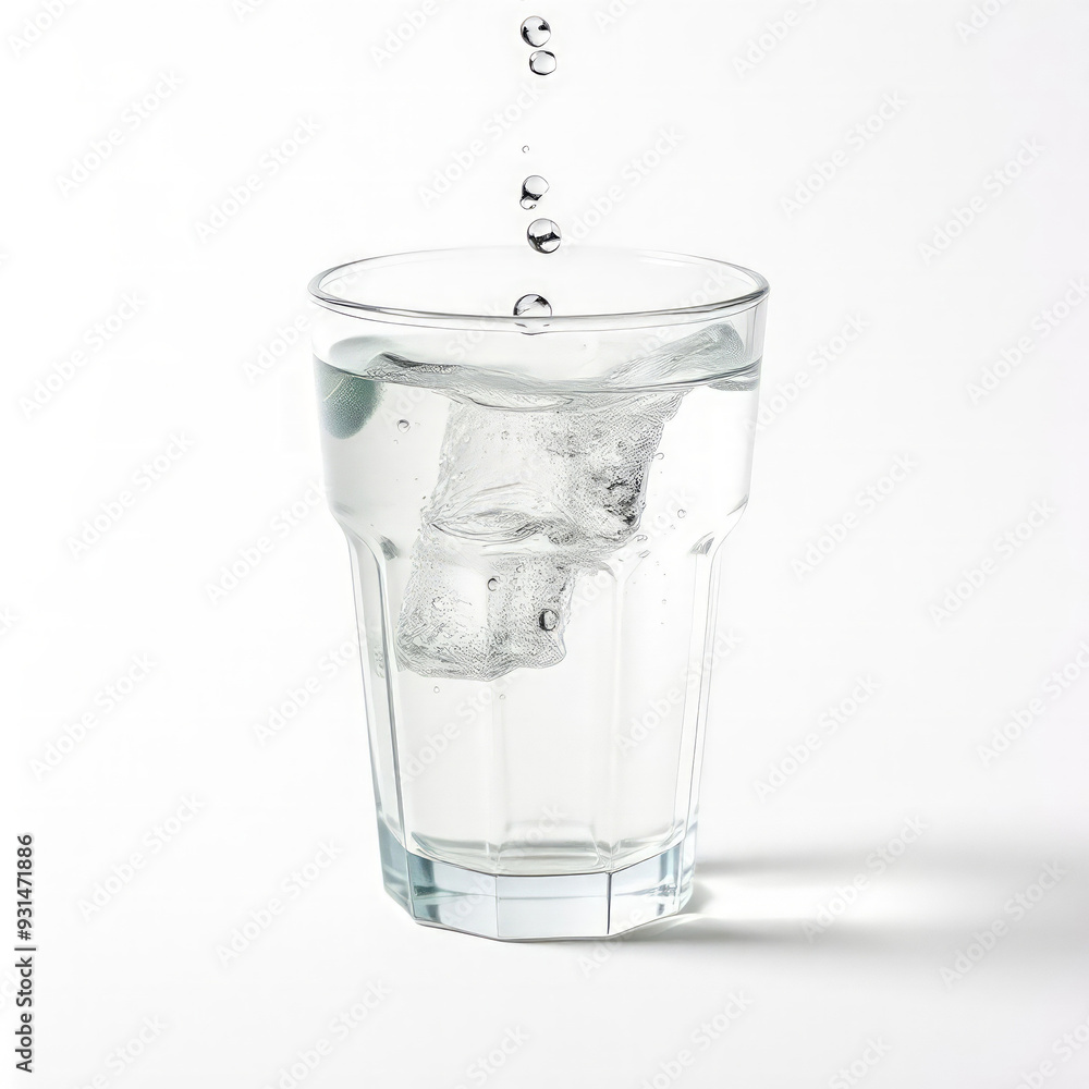 Glass of water on a light background with bubbles Glass of water on a light background with bubbles