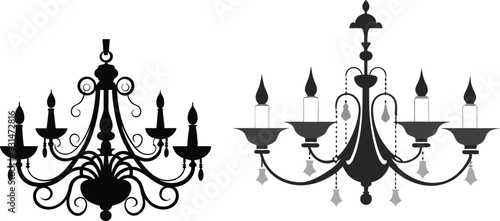 chandelier silhouette vector illustration 