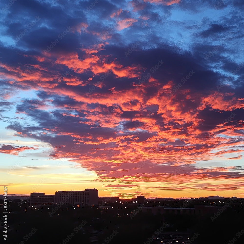 A serene sunset over Arizona State University, with the silhouette of buildings against a colorful sky A serene sunset over Arizona State University, with the silhouette of buildings against a colorful sky