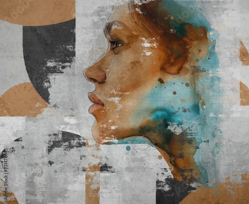 Obraz Beautiful woman face. Modern style mural.