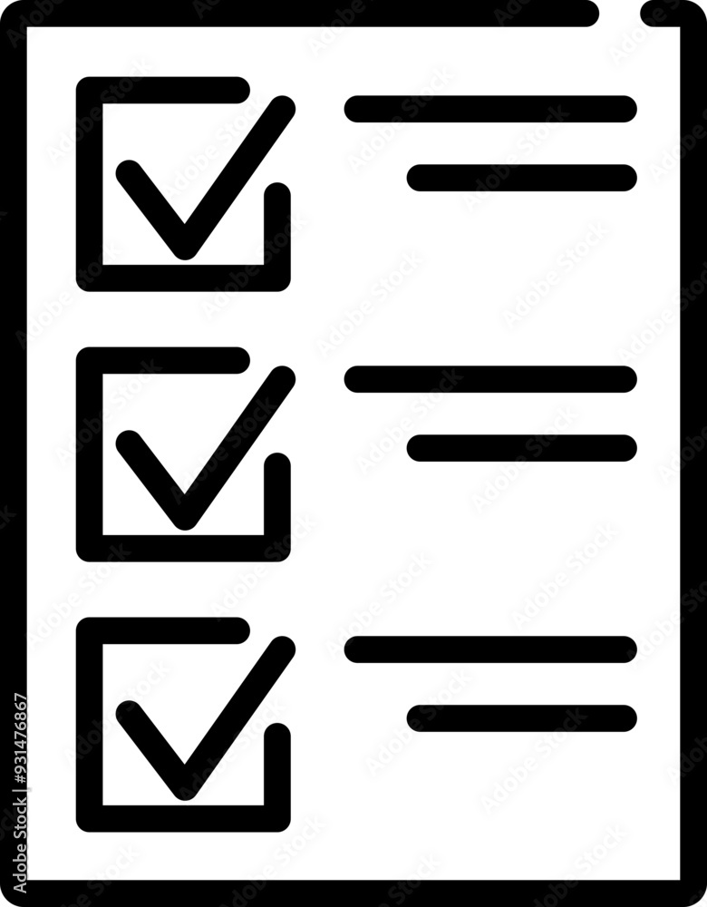 Document icon. Checklist symbol. Linear style. Document icon. Checklist symbol. Linear style.