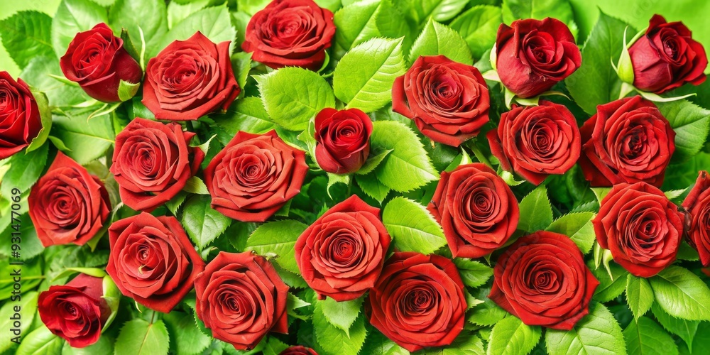 Vibrant red roses in a stunning top-view arrangement on a scarlet background, with lush greenery and delicate petals, perfect for romantic and luxury designs. Vibrant red roses in a stunning top-view arrangement on a scarlet background, with lush greenery and delicate petals, perfect for romantic and luxury designs.