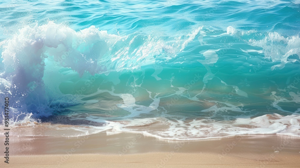 A Turquoise Wave Breaking on the Beach A Turquoise Wave Breaking on the Beach