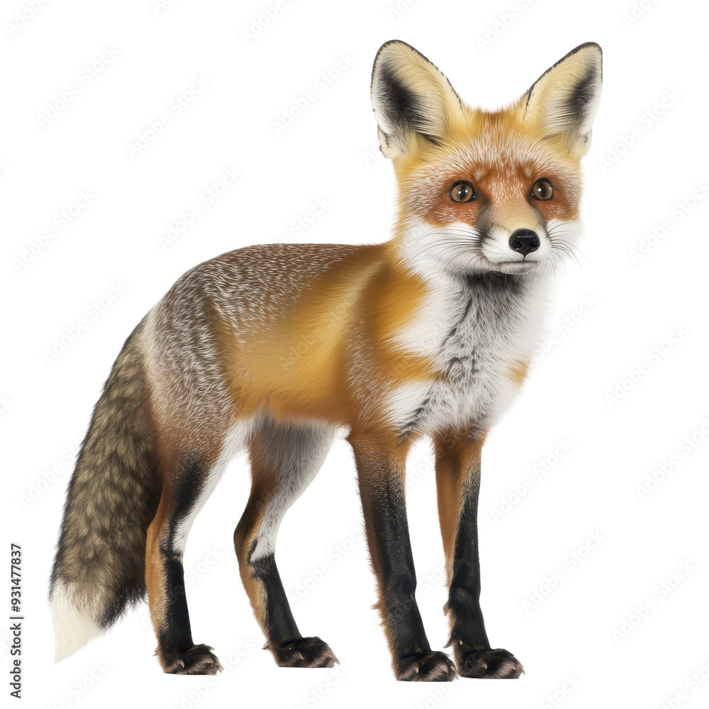 Obraz premium Cunning Fox Isolated on Transparent Background, Ideal for Wildlife Themes and Educational Projects
