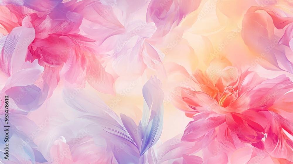Abstract floral pattern with a mix of pastel colors creating a soft elegant wallpaper Abstract floral pattern with a mix of pastel colors creating a soft elegant wallpaper