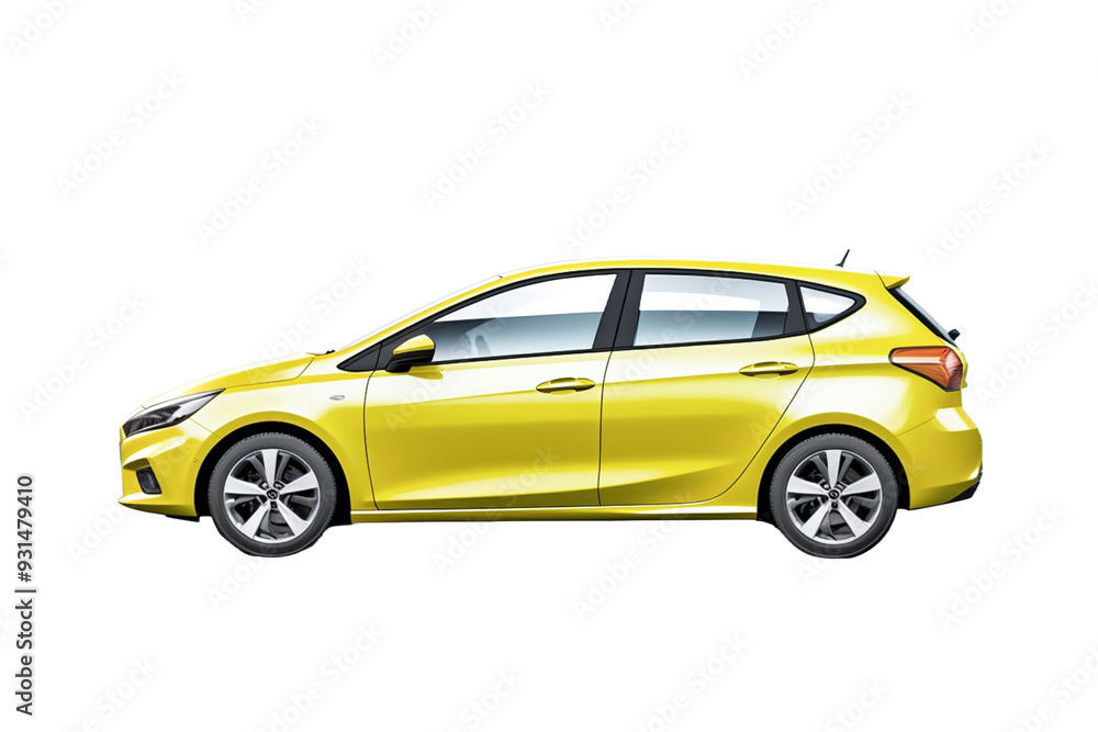 Obraz premium Compact hatchback city car on transparent background. 