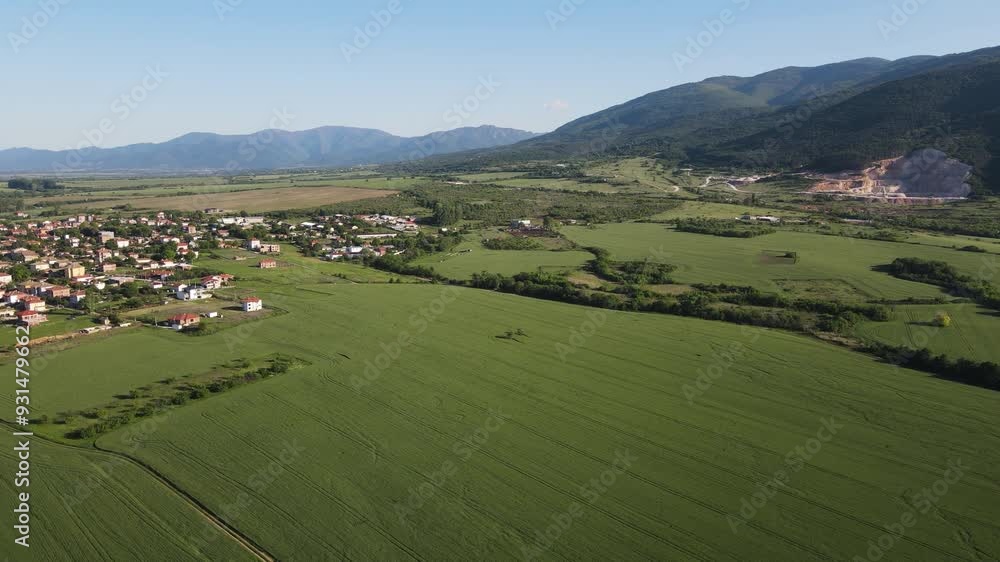 Aerial view of Upper Thracian Plain near town of Asenovgrad, Plovdiv Region, Bulgaria Aerial view of Upper Thracian Plain near town of Asenovgrad, Plovdiv Region, Bulgaria
