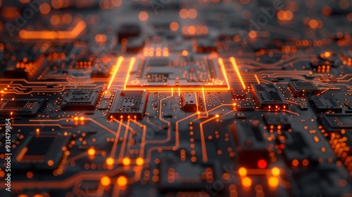 Futuristic digital circuit board showcasing pictur photo