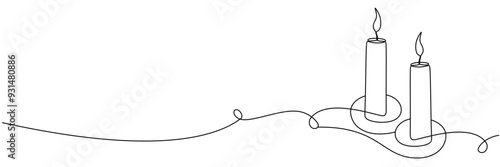 Line art candle illustration background	
