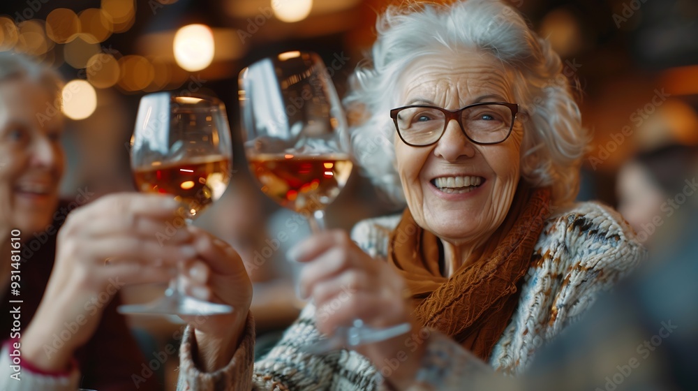 Senior women friends and toast in restaurant for wine vacation and retirement together with happy Elderly people reunion and cheers in diner for drinks holiday and social celebration w : Generative AI Senior women friends and toast in restaurant for wine vacation and retirement together with happy Elderly people reunion and cheers in diner for drinks holiday and social celebration w : Generative AI