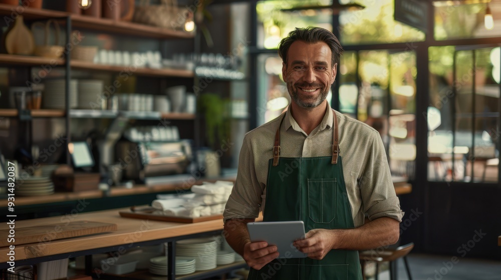 The barista with tablet The barista with tablet