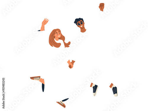 Happy people vector illustration. Celebration becomes way life for those who embrace happy people concept Enjoyment is cornerstone positive and carefree happy lifestyle Cute and active, happy people
