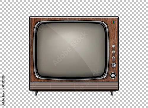 Vector retro television mock up isolate on transparent grid