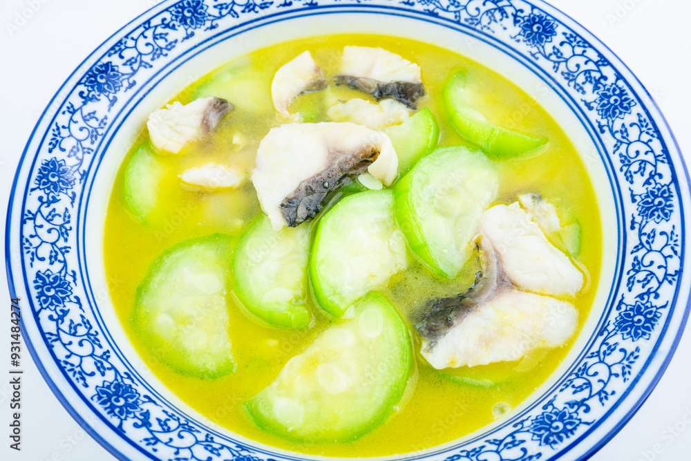 A bowl of loofah fish soup A bowl of loofah fish soup