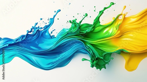 Colorful splashes of paint creating a dynamic wave effect.