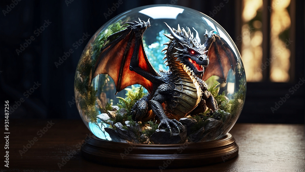 dragon in glass globe dragon in glass globe