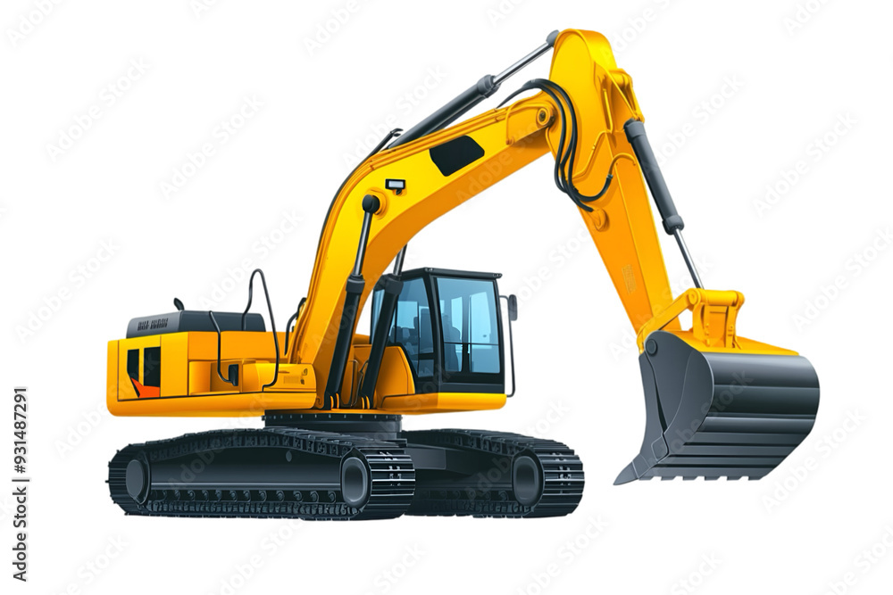 Excavator and bulldozer isolated on white background, construction machinery in a simple design Excavator and bulldozer isolated on white background, construction machinery in a simple design
