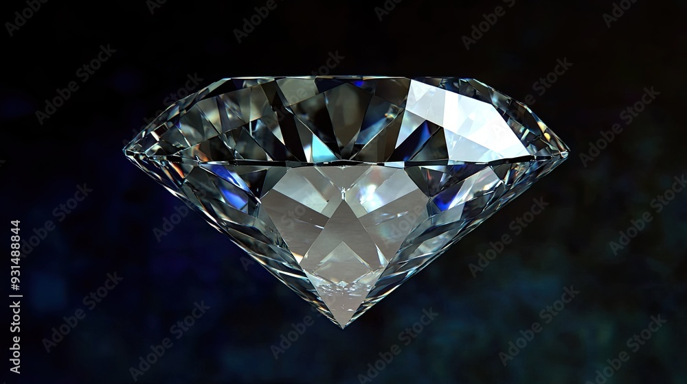 A sparkling diamond, illuminated with atmospheric lighting, highlighting its facets A sparkling diamond, illuminated with atmospheric lighting, highlighting its facets
