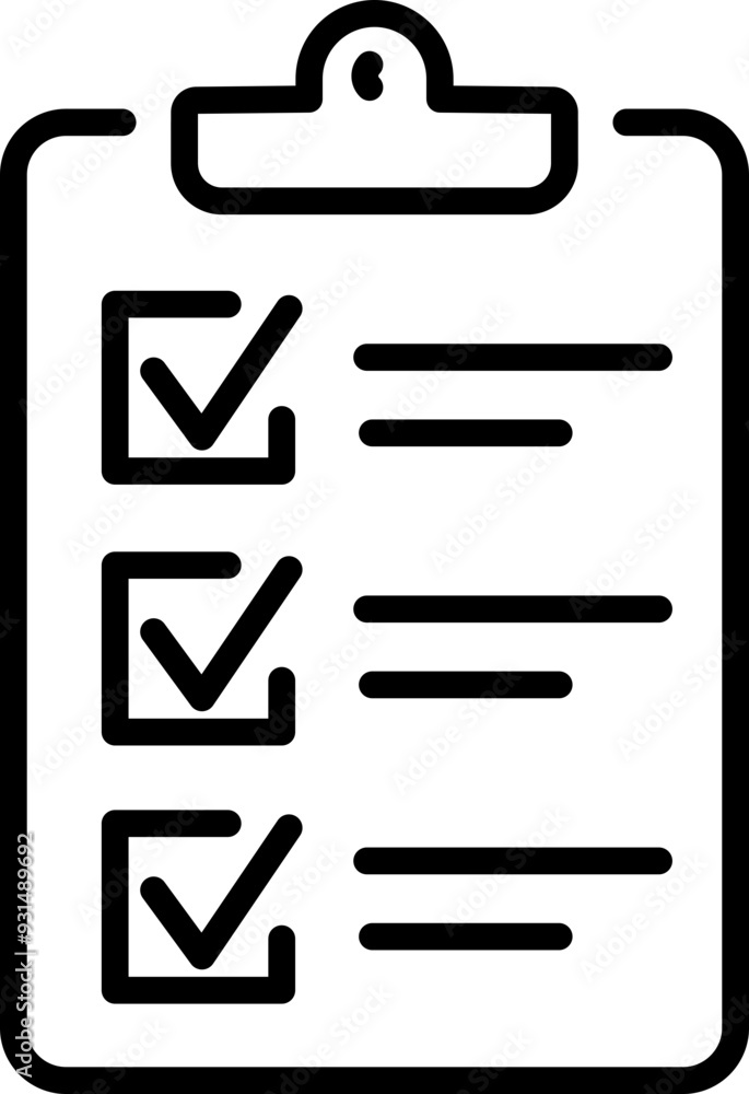 Clipboard icon. Checklist symbol. Linear style. Clipboard icon. Checklist symbol. Linear style.