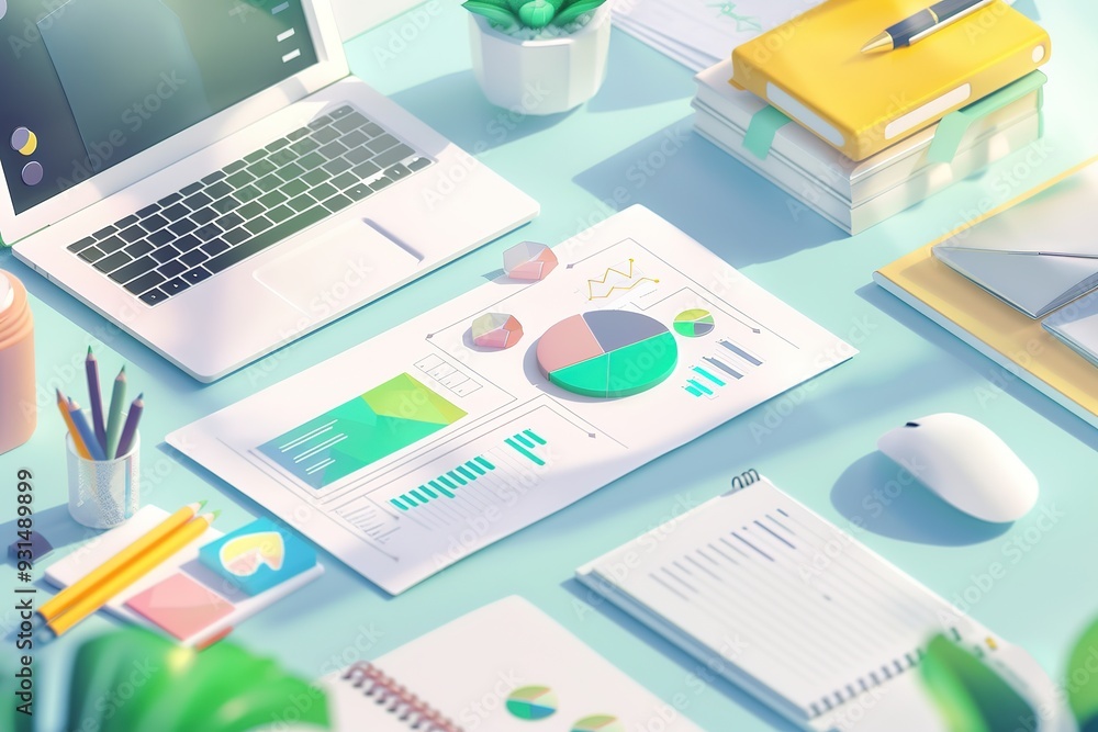desk, furnishing diagram, green background, keyboard, diagram, business, computer, office, pen, paper, chart, notebook, design, illustration desk, furnishing diagram, green background, keyboard, diagram, business, computer, office, pen, paper, chart, notebook, design, illustration