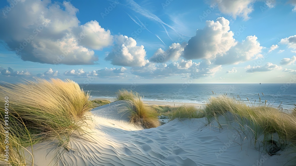 View from dune top over North Sea. View from dune top over North Sea.
