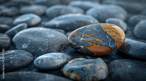 natural stones on a dark background for product presentation : Generative AI