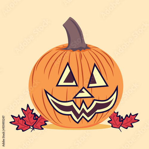 vector pumpkin with a face happy Halloween cartoon background design illustration Halloween design