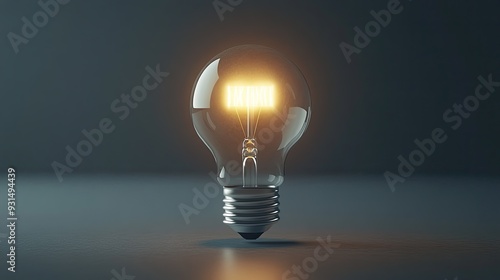 Minimalist image of a glowing LED bulb, neutral background, focused on the bulb light and the concept of innovation