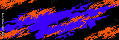 Abstract blue and orange car decals pattern. Abstract design sticker wrap for racing car, rally adventure and livery