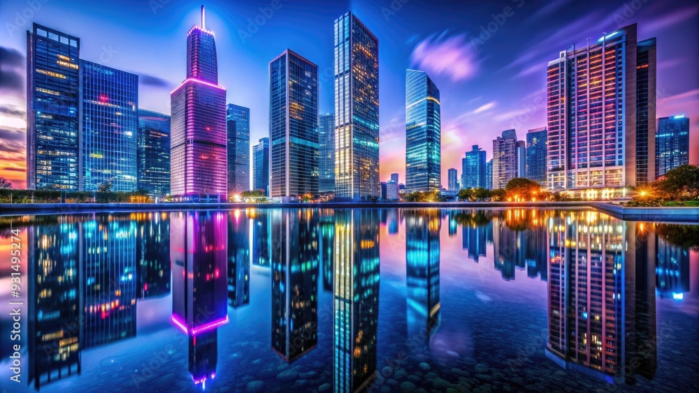 neonlit skyscraperreflections neonlit skyscraperreflections