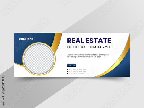 Real estate Facebook cover banner template design, Set of elegant modern abstract home for sale real estate Facebook coverBusiness Facebook Caver Design 5