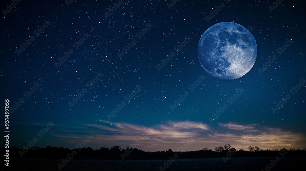 starry night sky with a full moon hanging low starry night sky with a full moon hanging low