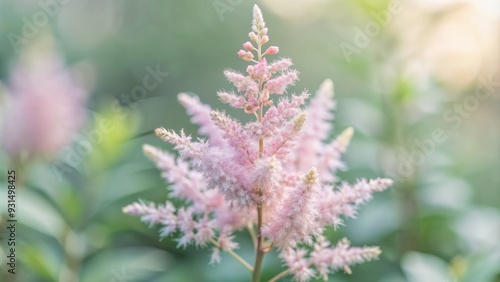 Delicate, feathery, pink Astilbe blossom isolated on transparent background, showcasing intricate details and soft textures of the elegant, fern-like flower in full bloom.