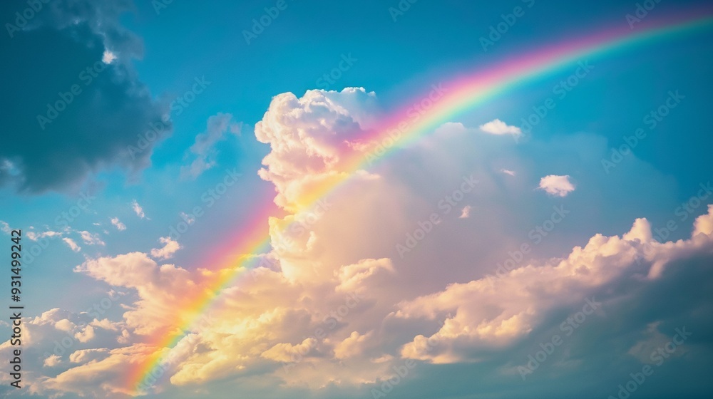vibrant rainbow arching across a cloudy sky vibrant rainbow arching across a cloudy sky