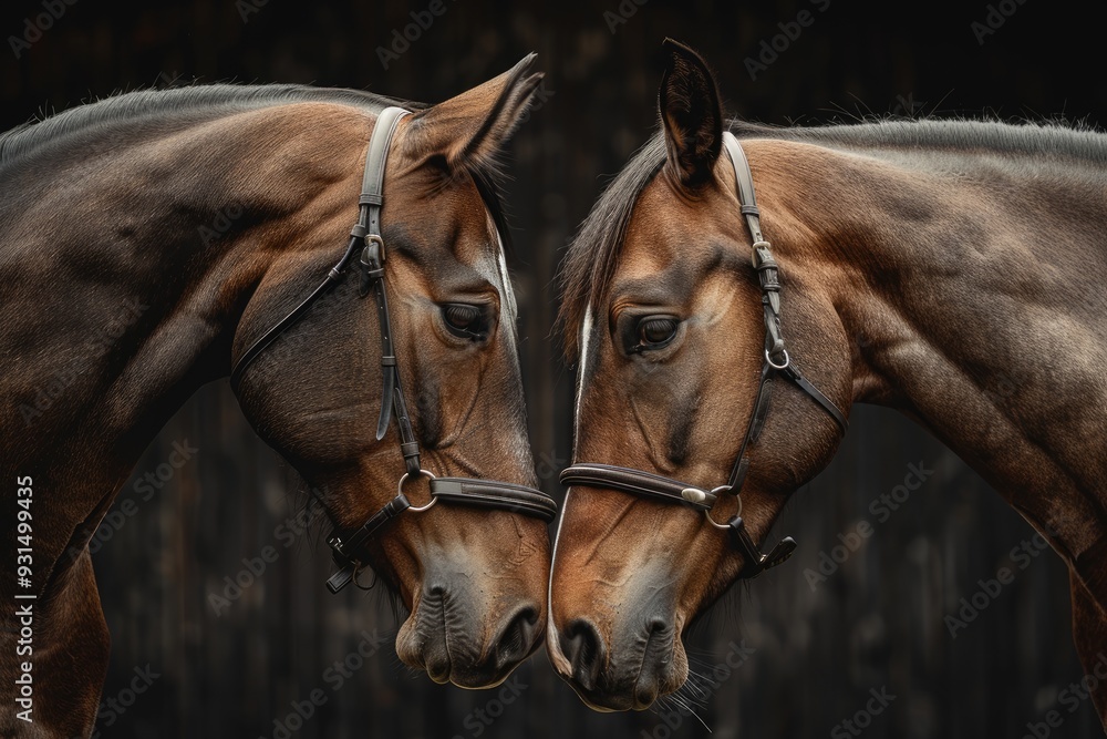 Obraz premium Beautiful horse couple , close up, aesthetic click