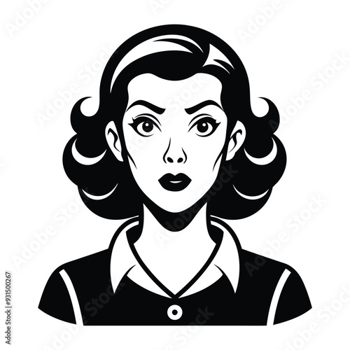 Vintage Retro Woman Face Clipart, Retro Housewife Silhouette,  Woman  i am not like other girls I am worse illustration in black and white
