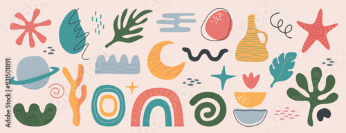 Photography Vector set of abstract geometric shapes, lines and nature forms