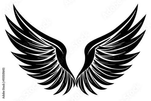 bird wing sketch silhouette vector, Angel wings icon
