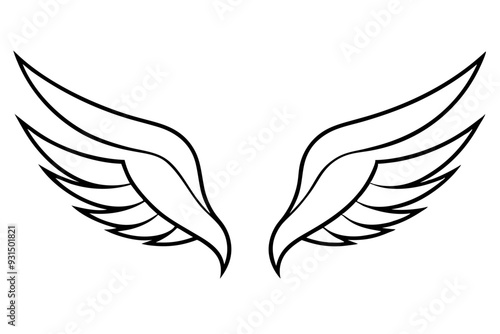 bird wing sketch silhouette vector, Angel wings icon
