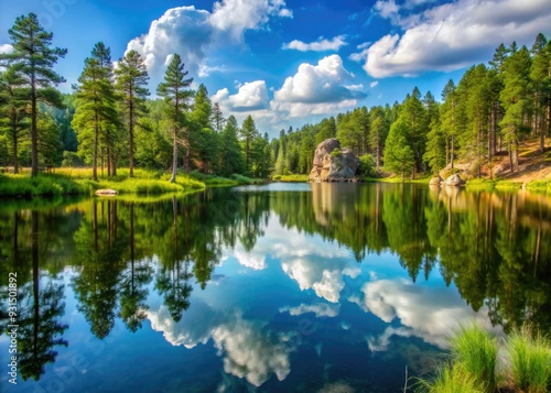 serene peaceful lake reflections Custer State Park still waters mirror-like calmness surrounded forest pine trees scenic beauty South Dakota tourism tranquil atmosphere