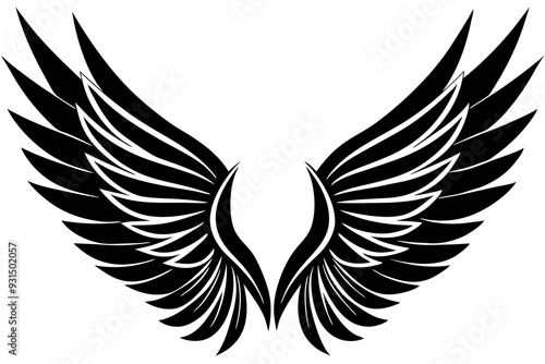 bird wing sketch silhouette vector, Angel wings icon
