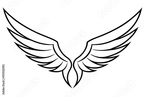 bird wing sketch silhouette vector, Angel wings icon
