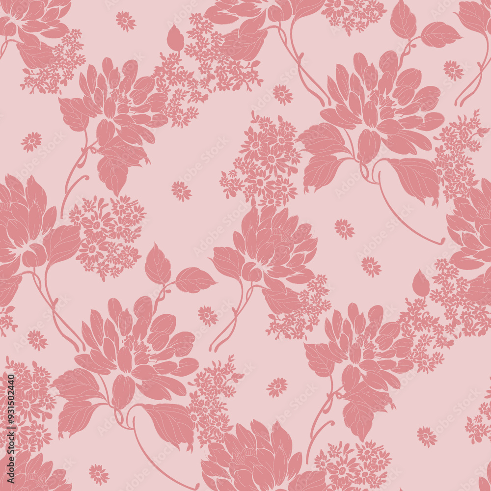 Obraz premium Seamless beautiful vintage flower pattern,floral design with navy blue background