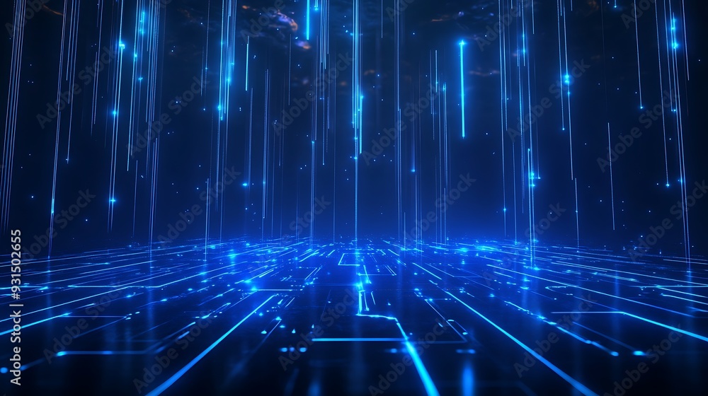 Abstract digital blue lines and light on a dark background, depicting data transfer, technology networks, and futuristic communication. Abstract digital blue lines and light on a dark background, depicting data transfer, technology networks, and futuristic communication.