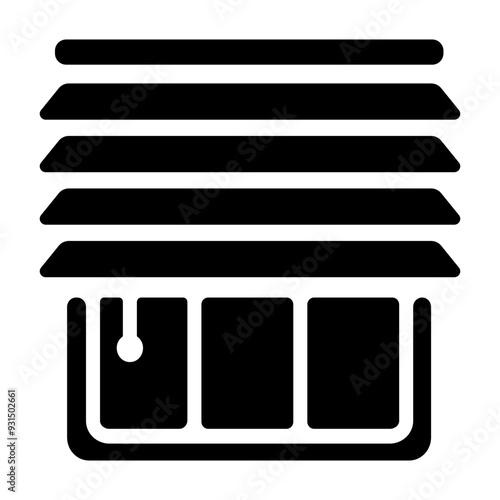 A glyph style icon of blinds 