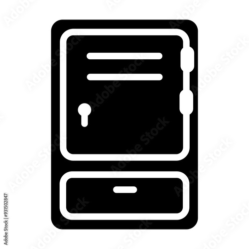 A glyph style icon of a locker 