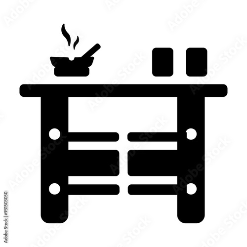 A filled style icon of coffee table 