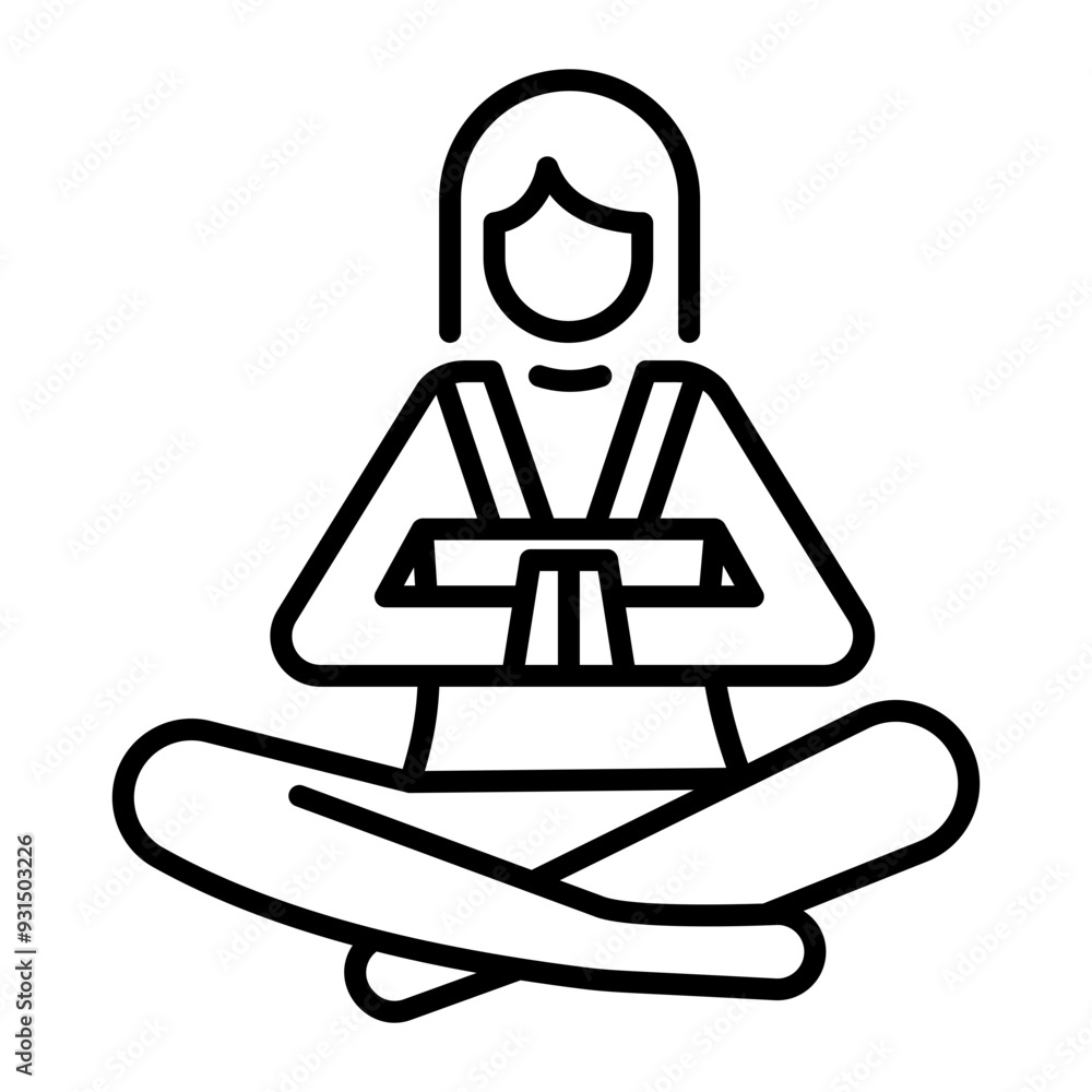 Girl doing lotus pose yoga practice, line icon Girl doing lotus pose yoga practice, line icon